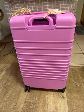 BEIS Pink Hardshell medium checked Rolling Suitcase
